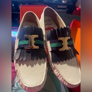 Tory Burch Carissa Smoking Slippers (White) Size 11